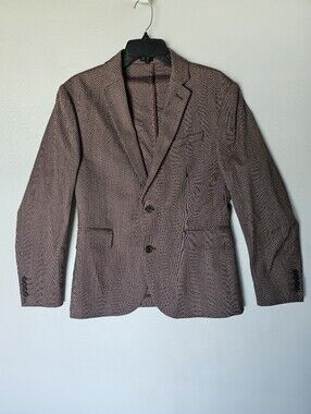 JF J.Ferrar Burgundy Herringbone Slim Fit Blazer Blazer Jacket - Size M (38/40S)
